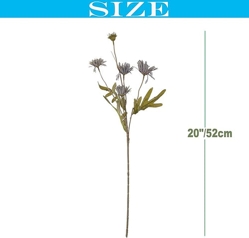 12pcs Gerbera Daisy Artificial Flowers 20 Inch Long Stem Artificial Daisy Mums for Home Décor Centerpiece Wedding Bridal Bouquet DIY(Stone Blue)