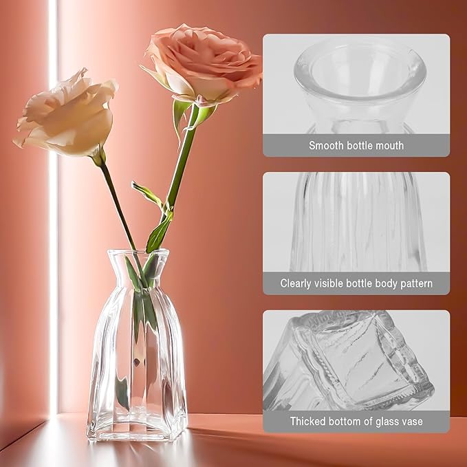 Glass Bud Vase Clear Bud Vases Set of 30 for Centerpieces, Vintage Glass Flower Vases in Bulk Suitable for Weddings, Parties or Home Decoration