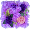 Flower Wall Backdrop, 12PCS 10.6"-15.7" Artificial Flower Wall Panel with Various Styles, 3D Floral Wall Decor for Wedding Photo Background Festive Party Home Decoration (K005, 11.8 * 11.8in)