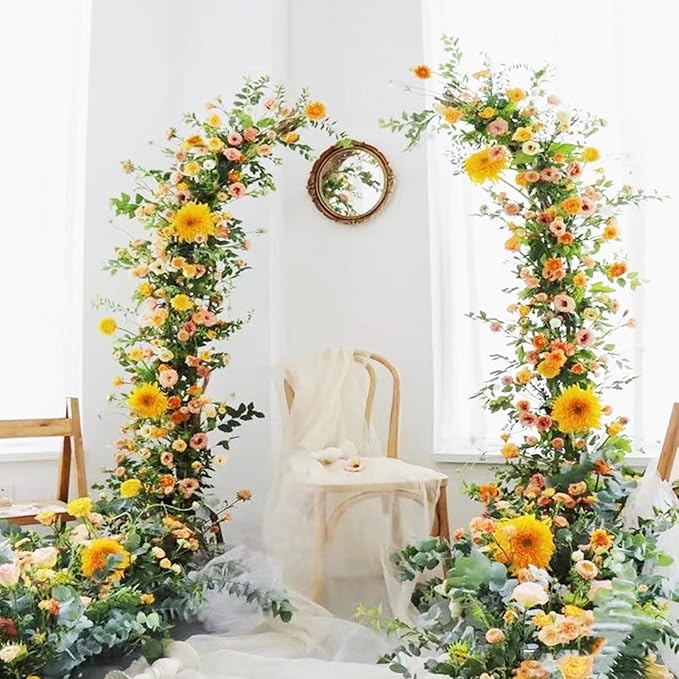 2pcs Large Wedding Arch with Base Flower Stand Arch Bracket Stand Backdrop Stand for Wedding Party Elegant Decorations & Garden Climbing Plants Vines,8.2&6.9 FT-White