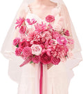 TINGE TIME 17 Inch Artificial Bridal Bouquet Realistic Silk Wedding Bouquet, Durable Fake Flowers for Brides, Bridesmaids, Home Decor, and Events (Hot Pink)