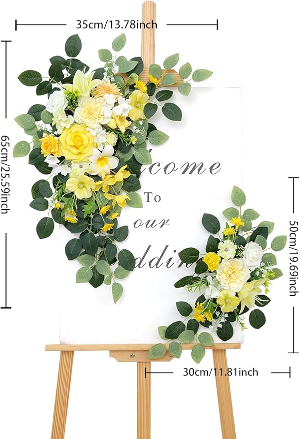 Pack of 2 Faux Flowers,Wedding Arch Flowers,Wisteria Hanging Flowers,Flower Garland Be Suited to Aisle Decorations for Wedding Ceremony(New Yellow)