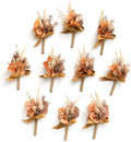 Ling's Moment Boutonniere for Men, 10pcs Groomsmen Guest Boutonniere, Artificial Flowers for Wedding Décor/Prom/Homecoming,etc.Boho Dried Burnt Orange