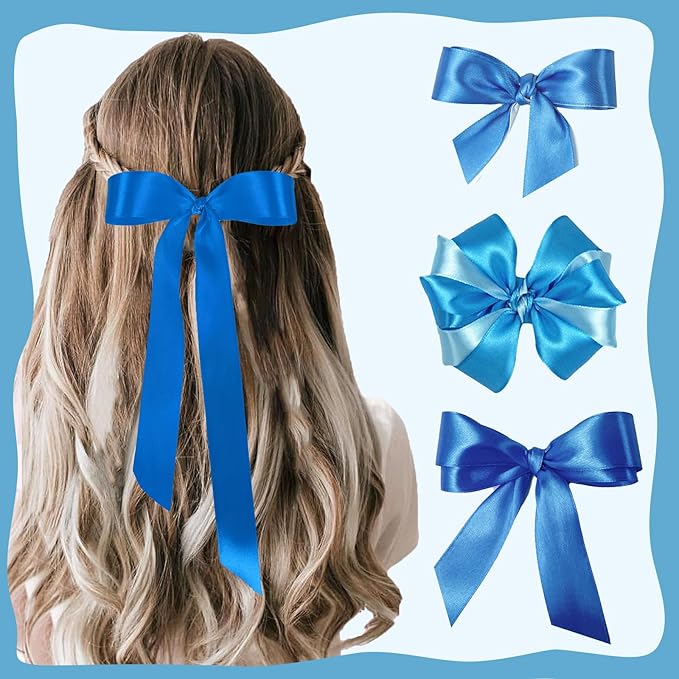 150 Yards Blue Satin Ribbon 1 Inch 6 Rolls Assortment Ribbons for Crafts Gift Wrapping Flower Bouquet Wedding Invitations Birthday Party Festival Decoration Hair Bows