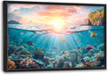 Ocean Fish Large Wall Art Framed Wall Decor for Living Room, Ocean Sunset Pictures Oversized Canvas Print Painting Modern Extra Large Framed Artwork for Bedroom Office Home Decor 36"x24"
