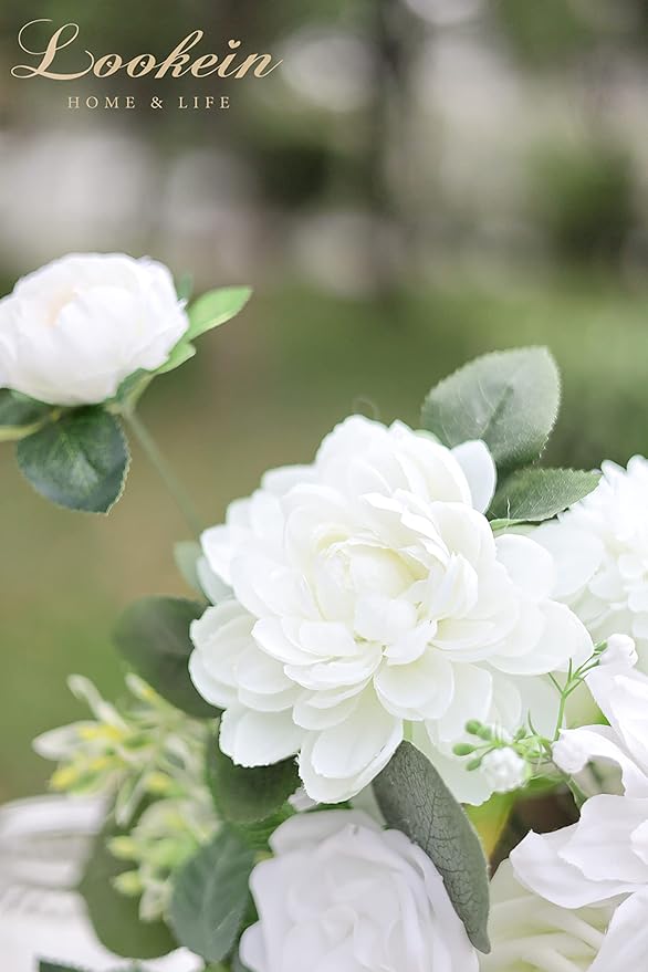 Lookein Artificial Flowers for DIY Wedding Decoration Bridal Bouquet Table Centerpieces Flower Garland Wreaths Aisle Arch Flower Decoration Home Decor, Vibrant Ivory