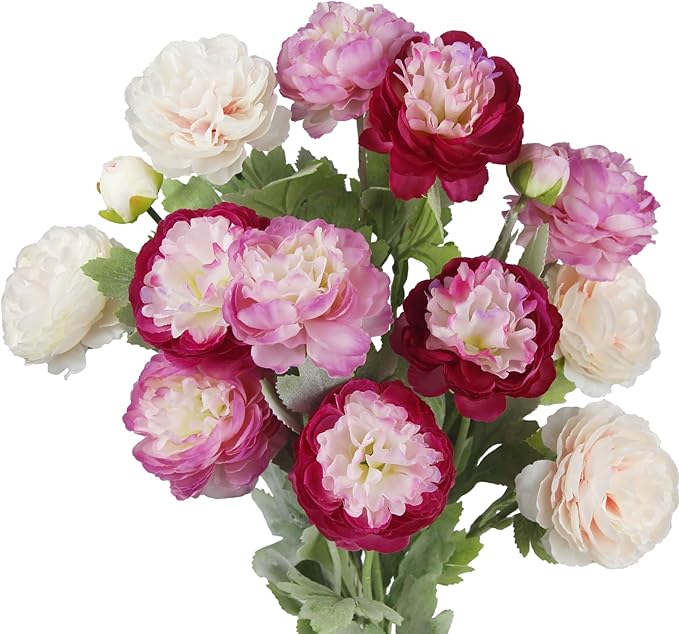 6 Pcs Artificial Flowers Silk Peony Rose Single Stem Artificial Flowers Faux Peony Bouquet Floral Arrangements Bundle Fake Flowers Bulk for Table Centerpiece Wedding Farmhouse Home