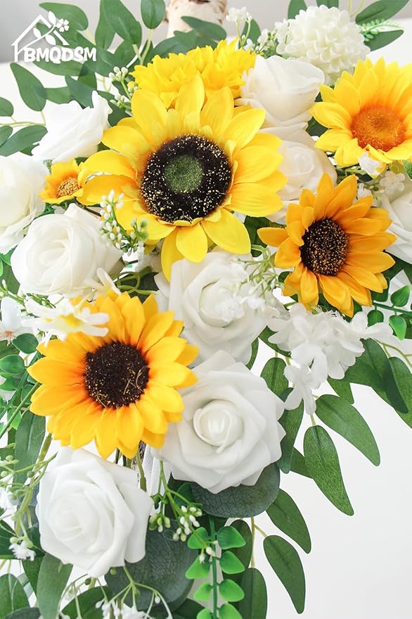Artificial Flowers Wedding Arch Decor Arch Flowers (Set of 2) for Wedding Welcome Sign and Backdrop Decoration (New Sunflower)
