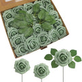 JOYLEX 100PCS Elf Green Artificial Flowers Realistic Roses, Real Looking Fake Roses with Stem for DIY Wedding Bouquets Centerpieces Bridal Shower Party Home Romantic Decorations (Elf Green, 100pcs)
