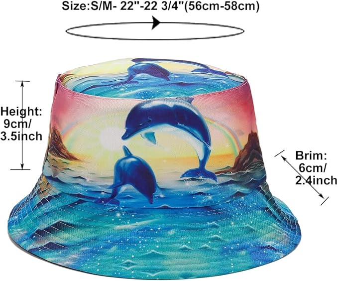 Quanhaigou Bucket Hat for Men Women,Packable Reversible Printed Sun Hats,Fisherman Outdoor Summer Travel Hiking Beach Caps