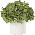 Hydrangea Fake Flowers in Vase, Artificial Flowers with Ceramic Vase Small Faux Potted Plant Arrangements for Bathroom Home Desk Kitchen Counter Vanity Shelf Coffee Table Centerpiece Decor (Green)