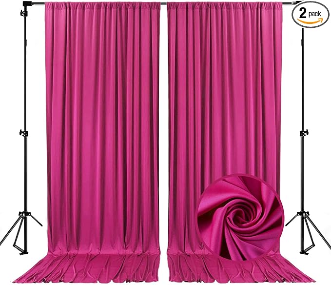 10 x 10 Feet Fuschia Backdrop Curtain for Partie, Background Curtains for Photoshoot, Birthday, Wedding, Halloween, Thanksgiving, Christmas, New Year Party Decorations 5Ft x 10Ft, 2 Panels