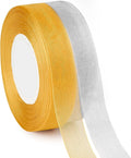 100 Yards Gold & Silver Sheer Organza Ribbons for Bow Making, Gift Wrapping, Christmas Decoration