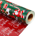 MAYPLUSS Christmas Nutcracker Wrapping Paper Roll - 17 Inch X 33 Feet - Metallic Gift Wrapping Paper Christmas Tree Holly Santa Claus Candy Cane Reversible Snowflakes for Holiday Party New Year Kids
