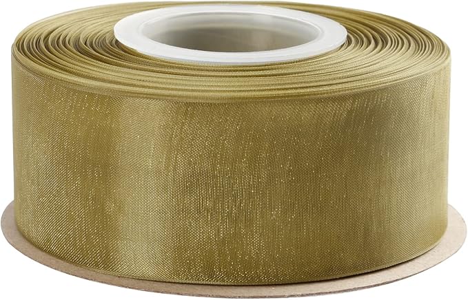 1-1/2 Inch Moss Shimmer Sheer Organza Ribbon Sheer Chiffon Ribbon 50 Yards-Roll Multiple Colors Available for Gift Wrapping Wedding Events Christmas Décor