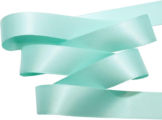 Morex Ribbon Double Face Satin Ribbon 3/8" X 50 YD Aqua Ribbon for Gift Wrapping, Birthday Gift Cards, Satin Dress for Women, Silk Ribbons for Crafts, Wedding Gifts for Couple