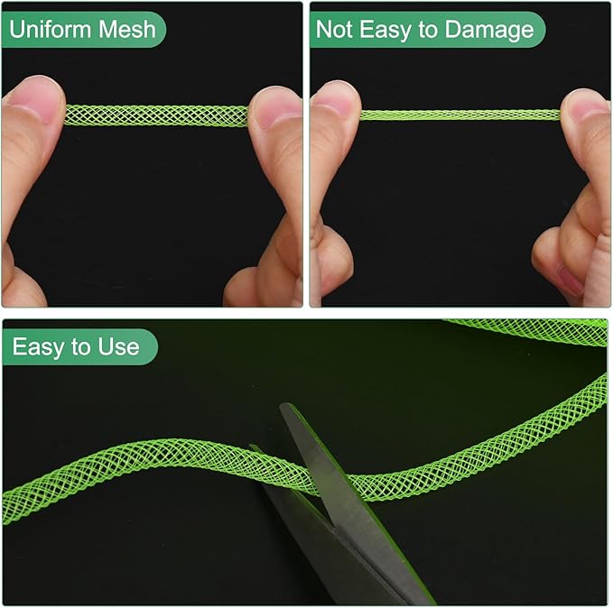 Mesh Tube Ribbon 45 Yards, 4mm Elastic Fabric Ribbons Mesh Tubing for Crafts/Gift Wrapping/Flower Bouquets/Wedding/Birthday/Holiday/Wreaths Christmas/Decoration[Dark Green]