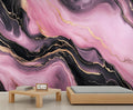 Pink Black Marble Wall Mural, Luxury Fluid Art 3D Wall Murals, Gold Vein Abstract Marble Wallpaper Mural, for Living Room Bedroom Large Wallpaper Indoor Decor 98.4" W x68.9 H