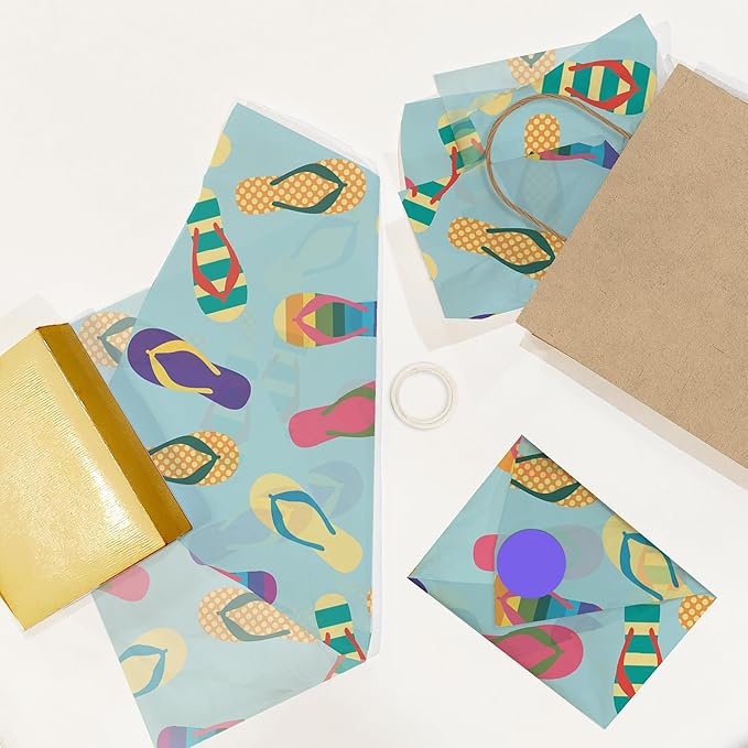 Pro Supply Global Sandals Printed Tissue Paper for Gift Bags or Boxes and Wrapping - Bulk Decorative Art Tissue Paper for Packaging and Gifting | 24 Sheets 20" x 30"