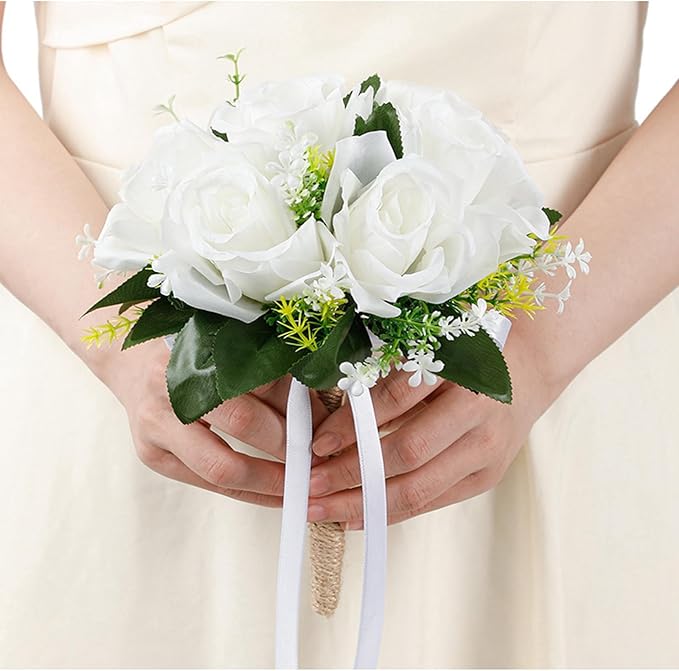 Ochine Bride & Bridesmaid Bouquets - Silk Hand Holding Flower Bouquet for Valentines Day Decor & Wedding Party Supplies