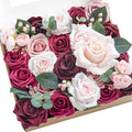 Ling's moment Fake Flowers Box, Faux Artificial Greenery Stems Foam Roses Silk Ranunculus Eucalyptus Leaves Fabic Flower for Centerpieces Bouquet Wedding Vase, Berry Pink & Blush, Grand Combo