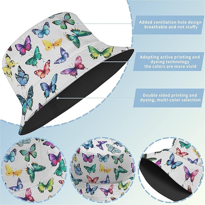 Bucket Hat for Women Men Unisex Sun Cap Packable Outdoor Fisherman Hat Headwear,Reversible Double-Side-Wear