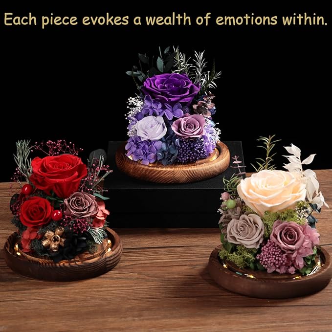 Lovenfold Flowers for Delivery Preserved Rose Gifts for Her,Forever Real Roses Flowers in Glass Dome,Birthday Gifts for Women Mom Wife Friend(Champagne Rose)