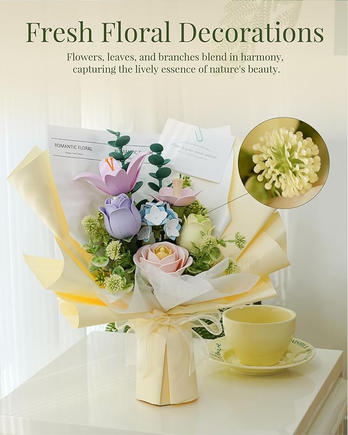 ROKR 3D Puzzles for Adults,Bouquet Flower Building Set,DIY Flower Kit,Ideal Gift for Home Décor