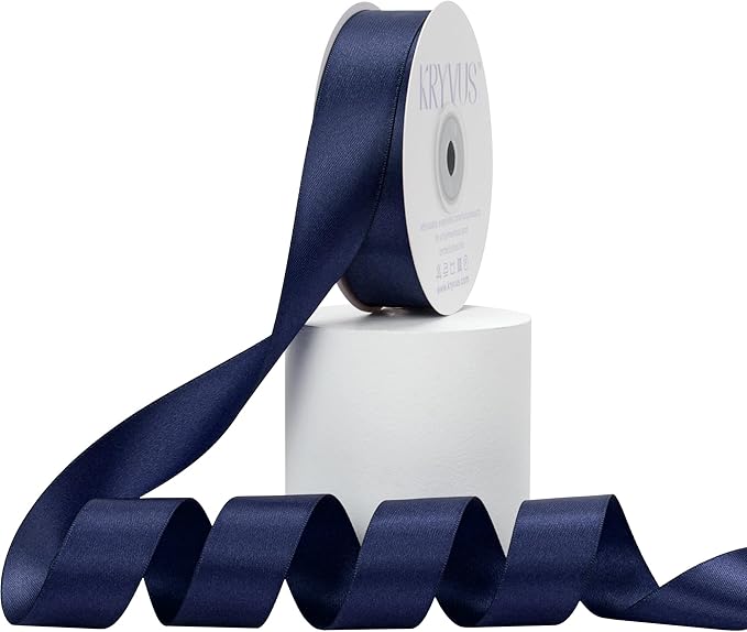 Navy Blue Satin Ribbon, Double Faced 1 Inch X 25 Yards Navy Blue Ribbon, Premium Satin Ribbon for Gift Wrapping, Crafts, Hair Bow Making, Sewing, Flower Bouquet, Wedding Party Decor