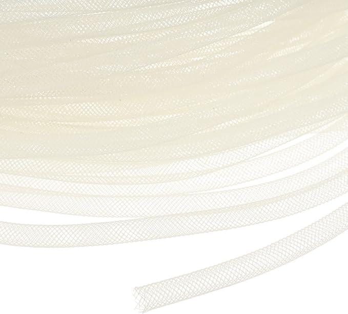Mesh Tube Ribbon 25 Yards, 6mm Elastic Fabric Ribbons Mesh Tubing for Crafts/Gift Wrapping/Flower Bouquets/Wedding/Birthday/Holiday/Wreaths Christmas/Decoration[Natural White]