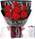 Preserved Flowers Bouquet 7 Roses - Red Real Rose & Flowers for Delivery, Long-Lasting Flower with Gift Box, Eternal Roses Bouquet for Mothers, Mom, Wife, Anniversary Birthday Gifts for Women, Black