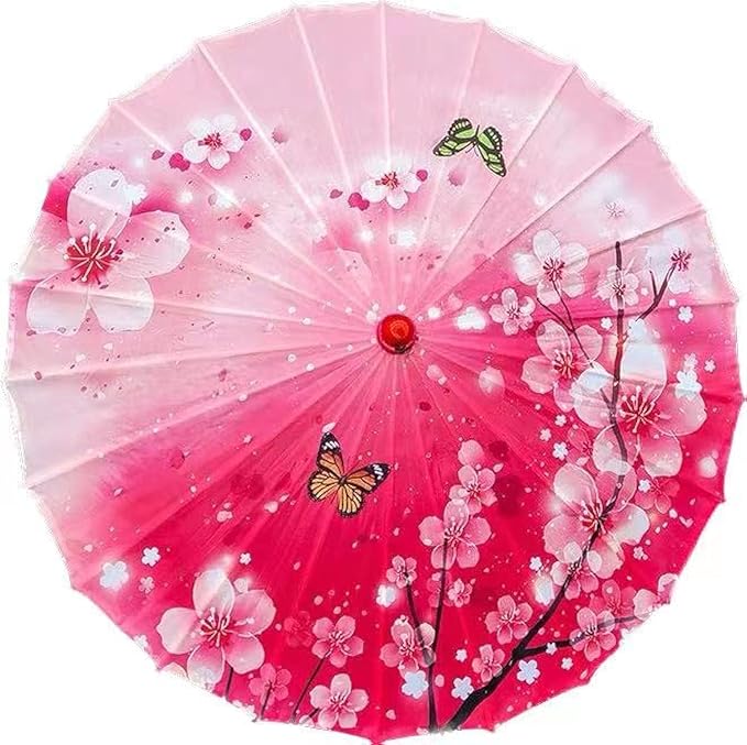 33" Handmade Oiled Parasol Bamboo Silk Umbrella Chinese Japanese Art Classical Dance Umbrella Plum Blossom for Wedding Parties Photography Costumes Cosplay Decoration and Other Events