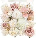 TINGE TIME Artificial Flowers Combo Mix Silk Flowers Pink Roses w/stem for DIY Wedding Bridal Bouquets Baby Shower Floral Arrangement Table Centerpieces Home Decorations (Dusty Rose & Champange)