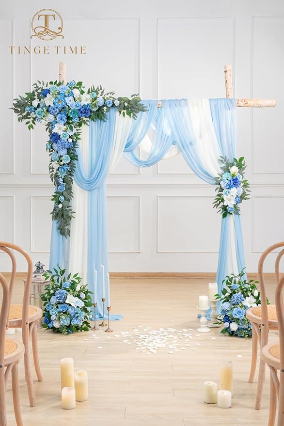 TINGE TIME Artificial Arch Flowers Kit Pack of 5, Wedding Decorations for Reception with Hanging Flowers, Wedding Arch Silk Floral Arrangements Ceremony Backdrop French Country Outdoor Party Decor