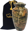 MEMORIALS 4U Custom Engraved Cremation Urn - Handcrafted Urn for Human Ashes - Affordable Urn for Ashes with Velvet Bag (Woodstock Camo)