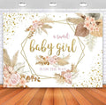 Sensfun Boho Sweet Girl Baby Shower Backdrop It's A Girl Baby Shower Photography Background Blush Pink Floral Pampas Grass Party Decorations Banner Newborn Photo Shoot Props 7x5ft