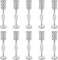 Wedding Centerpieces for Tables, 10 Pcs Vases for Centerpieces with Crystal Beads, 24in Tall Wedding Vase for Tables, Metal Flower Vase Stand with Crystal Beads(Silver)
