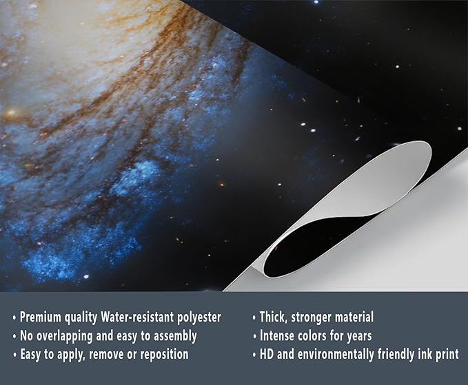 Spiral Galaxy Wall Mural, Outer Space 3D Wall Murals, Universe Wallpaper Mural, for Living Room Bedroom Large Wallpaper Indoor Decor 59" W x39.4 H