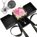 2 Preserved Rose Gift for Women - Eternal Rose with I Love You Necklace - Romantic Birthday Gifts for Girlfriend Mom Her Wife Grandma on Valentines Mothers Day Anniversary Christmas-Pink