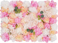 12pcs 24" x 16" Artificial Flower Wall Panel Background,3D Pink Champagne Silk Eucalyptus Rose Flowers Wall Backdrop for Wedding Party Event Photo Backdrop Wall Decor (Type 2)