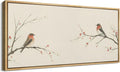 SIGNFORD Extra Large Framed Canvas Print Wall Art Minimalist Birds on Branches with Red Berries Illustrations Modern Art Relax/Calm Warm for Living Room, Bedroom, Office - 60"x30"