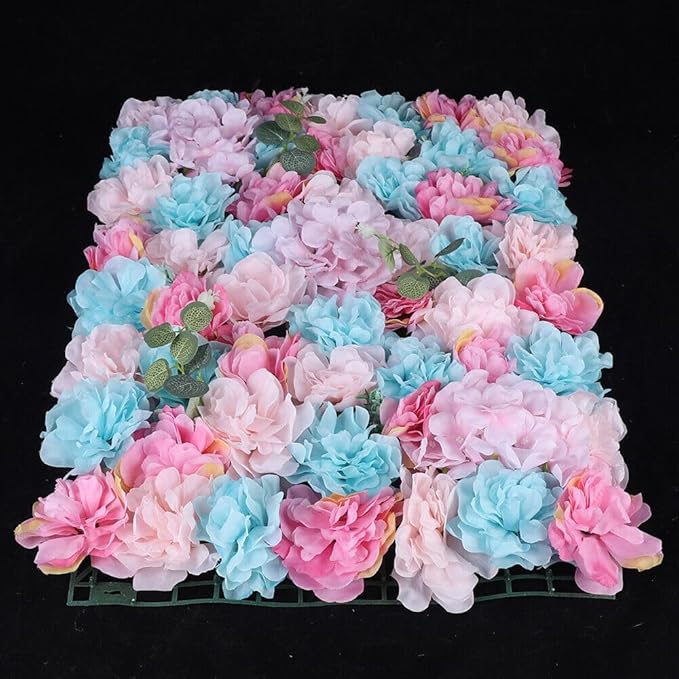 CNCEST 12Pcs Flower Panels,15.7"x 23.6" Artificial Flower Wall Panel, Flower Backdrop Wall for Home Party Wedding Christmas Festival Photo Backgdrop Decor (Colorful-12pcs)