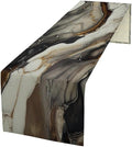 Abstract Colorful Marble Table Runner, Modern Black White Gold Natural Liquid Watercolor Texture Dinner Runner Table Decoration for Home Kitchen Dining Holiday Party 13x120in