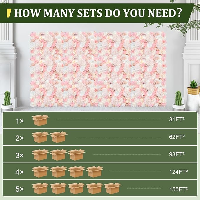 12 Pcs Artificial Flower Wall Panels, 24"x16" 3D Pink Silk Dahlia Hydrangea Rose Flowers Wall Backdrop Artificial Silk Fabric Flower Banquet Wedding Party Decor for Stage Background (Type 1)