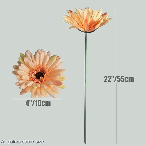 12pcs Artificial Gerbera Daisies,22 Inch Long Stem Silk Daisy Flowers,Realistic Artificial Flower Mums for Home Décor Centerpiece Wreath Supplies Wedding Bouquet,Elegant Yellow