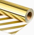 Merture Reversible Gold Wrapping Paper Roll - 17 In X 32.8 Ft(46.5 sq.ft.) Metallic Gold and Stripe Design Gift Wrap for Christmas, Wedding, Birthday, Valentines Day, Mothers Day, Baby Shower