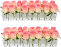 2Pack Clear Acrylic Flower Vase Rectangular, 15.7 Inches Long Floral Centerpiece Low Vases with Holes for Dinning Table, Home Decor, Wedding Decoration