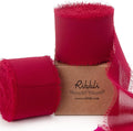 Ribbli Dark Red Chiffon Ribbon 1-1/2 inch x 20 Yard Handmade Fringe Chiffon Silk Ribbon,Dark Red Ribbon for Wrapping, Wedding Invitations, Bridal Bouquets, Home Decor