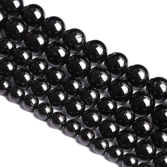 8MM 45PCS Natural Black Tourmaline Gemstone A Grade Beads for Jewelry Making DIY Bracelet Crystal 1 Strand