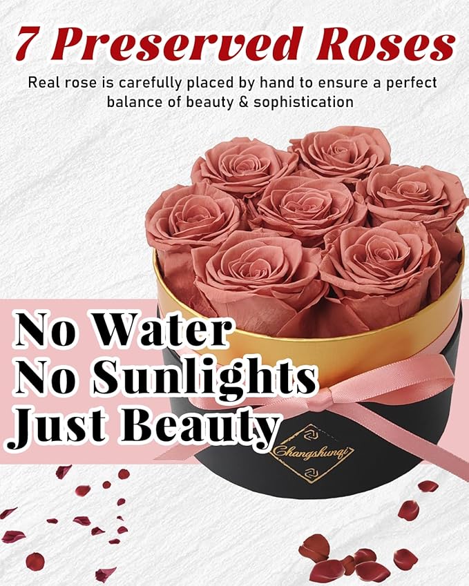 Changshunqi Forever Flowers, Preserved Real Rose in Box Preserved Flowers for Delivery, Eternal Rose Flower Last 2-3 Years, Anniversary Roses Forever Birthday Gifts for Women Mothers, Wife, Her, Mom